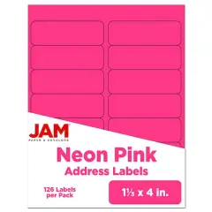 JAM Paper 1.3" x 4" Address Labels, 126ct. Neon Pink