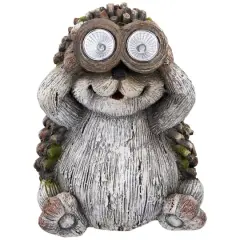 11.5" Hedgehog with Binoculars Outdoor Solar Lighted Garden Statue 