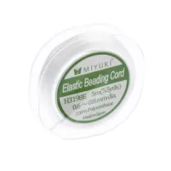 Miyuki&reg; 0.7mm White Elastic Beading Cord, 5.5yd.