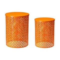 Glitzhome&reg; Multi-Functional Metal Accent Table Set Orange