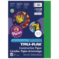 Pacon&reg; Tru-Ray&reg; 9" x 12" Construction Paper, 50 Sheets Forest Green