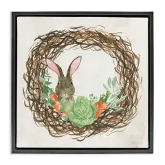 Stupell Industries Spring Easter Wreath Floater Framed Art Black