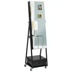 NEX&trade; 5ft. Black Jewelry Armoire on Casters with Chest Drawer