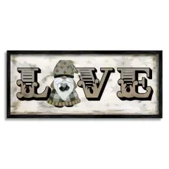 Stupell Industries Holiday Patterned Love Gnome Framed Giclee Art Black