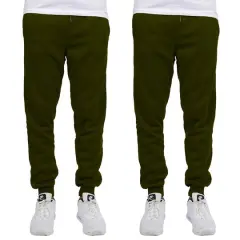 Galaxy by Harvic Men's Fleece-Lined Jogger Sweatpants 2 Pack Olive/Olive