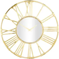 Aluminum Open Frame Geometric Wall Clock Gold