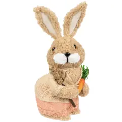 10" Plush Boy Easter Rabbit Figurine with Carrots