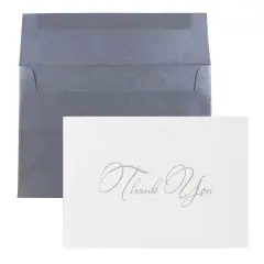 JAM Paper Thank You Card Set with Silver Script, 25ct. Anthracite