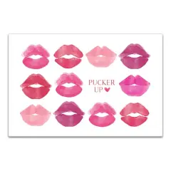 Pucker Up Watercolor Lips 12" x 18" Canvas Wall Art