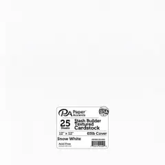 PA Paper&trade; Accents Stash Builder 12" x 12" 65lb. Smooth Cardstock, 25 Sheets Textured Snow White