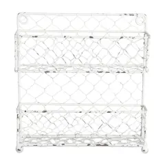 DII&reg; 10" Antique White 2 Row Chicken Wire Spice Rack