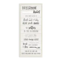 Stupell Industries Bathroom Rules Sign Toilet Paper Fun Phrases,7" x 17"