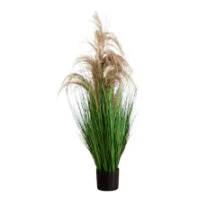 4ft. Green & Brown Artificial Pampas Grass in Black Pot