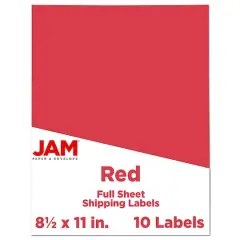 JAM Paper Shipping Labels, 8.5" x 11" Red