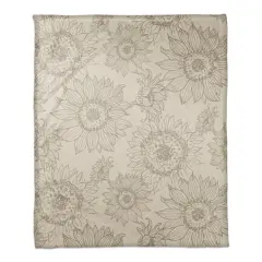 Large Sunflower Head Coral Fleece Blanket Gray