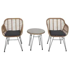 Coral Bay Rattan Outdoor Bistro Set with Cushions