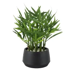13" Green Faux Foliage Artificial Plant with Black Pot
