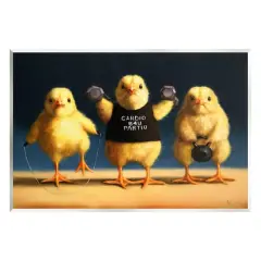 Stupell Industries Funny Exercise Workout Chicks Animals Wall Plaque Art