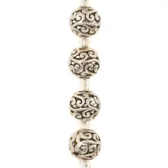 Silver-Plated Round Filigree Beads, 10mm by Bead Landing&trade;