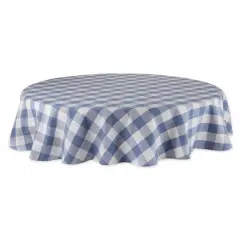 DII&reg; 70" Buffalo Check Round Tablecloth Stonewash Blue and White