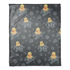 Rubber Duckies Coral Fleece Blanket Navy