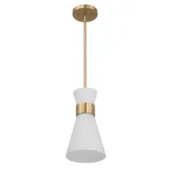 Hello Honey&reg; Kit White & Gold Modern Minimalist Tapered Opal Glass & Metal Ceiling Light