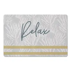 Relax Stripe Floor Mat White Coral Yellow Stripe on Blue