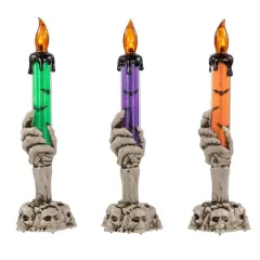 8" LED Skeleton Hand Halloween Candles, 3ct.