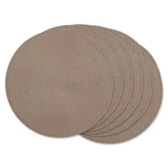 DII&reg; Round Plastic Woven Placemats, 6ct. Brown