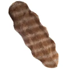 Hastings Home Faux Sheepskin Fur Rug Brown