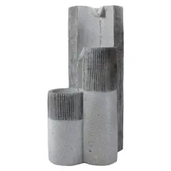 24" Gray Speckled Modern Style 3-Tier Rainfall Outdoor Water Fountain