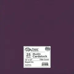 PA Paper&trade; Accents 12" x 12" Muslin 73lb. Cardstock, 25 Sheets Royal Iris