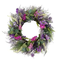 24'' Green and Purple Eucalyptus Floral Spring Wreath