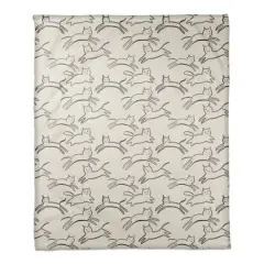 Leaping Cat Pattern I 50" x 60" Coral Fleece Blanket