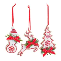 6 Pack Red & White Christmas Icon Ornaments