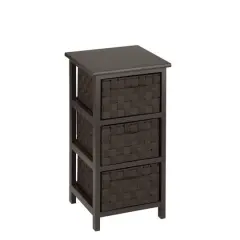 Honey Can Do 25" Small Espresso Storage Cabinet with Wood Frame & Woven Fabric Drawers