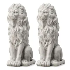 Glitzhome&reg; 27.75" MGO Guardian Sitting Lion Garden Statue