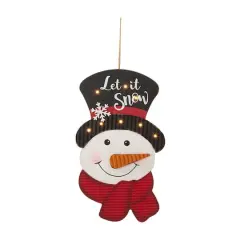 Glitzhome&reg; 19" Lighted Snowman Wall D&eacute;cor