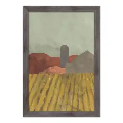 Boho Farmhouse Landscape Framed Print Wall Hanging Gray