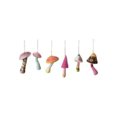 Hello Honey&reg; 6 Pack 7.5" Handmade Wool Felt Mushroom Ornaments