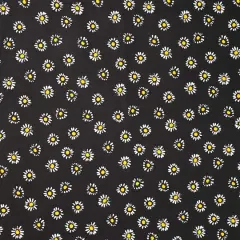 SINGER Daisies on Black Cotton Fabric