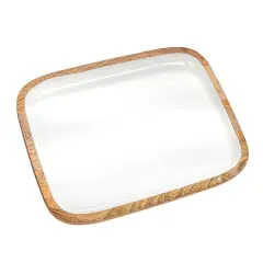 Hello Honey&reg; 16" White Enameled Mango Wood Tray