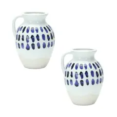 8" Two-Tone Tie Dye Design Ceramic Pitcher Vases, 2ct.