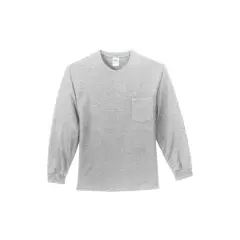 Port & Company&reg; Long Sleeve Essential Pocket T-Shirt Ash