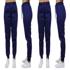 Galaxy by Harvic Women's Relaxed Fit Fleece-Lined Jogger Sweatpants 2 Pack Navy/Navy