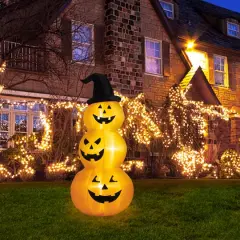 Glitzhome&reg; 8ft Lighted Inflatable Stacked Jack-O-Lantern Pumpkins D&eacute;cor
