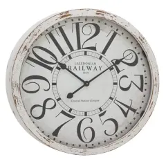 24" White Wood Vintage Wall Clock