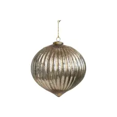 Hello Honey&reg; 12" Gold Finish Pleated Mercury Glass Ornament