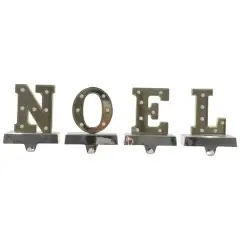 6.5" Gold & Silver LED NOEL Christmas Stocking Holder Set