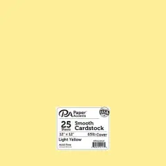PA Paper&trade; Accents 12" x 12" 65lb. Smooth Cardstock, 25 Sheets Light Yellow